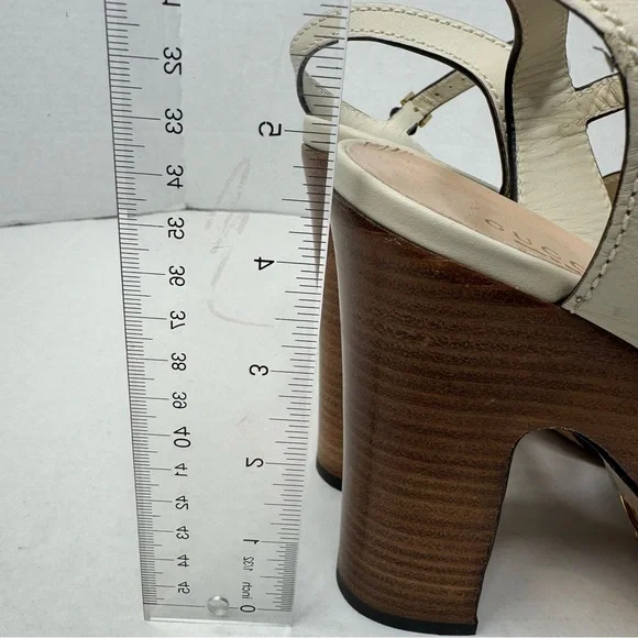 Gucci interlocking G cut out Platform Leather Heels Size 38 - Picture 3 of 13